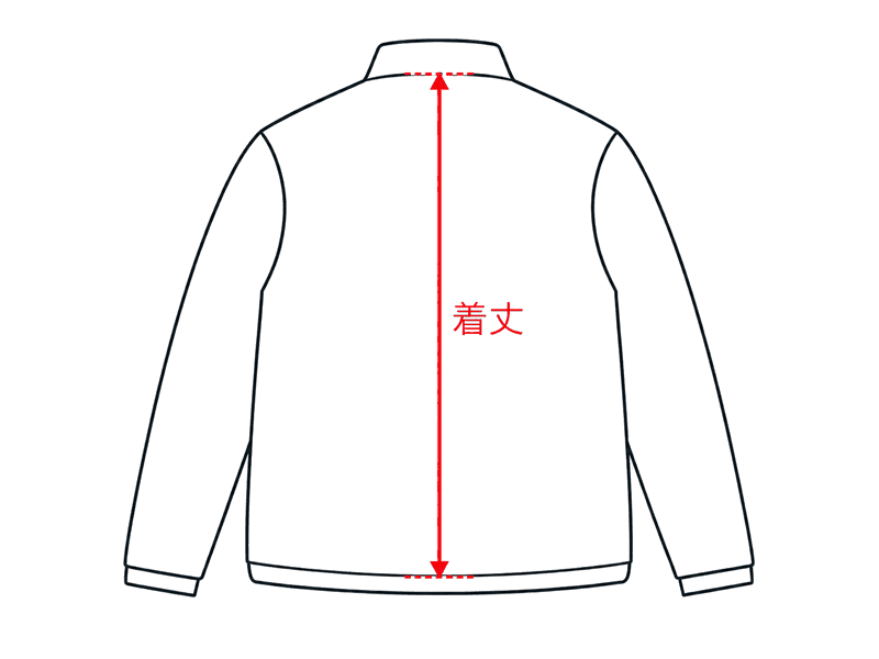 ブルゾン背面の計測箇所：着丈