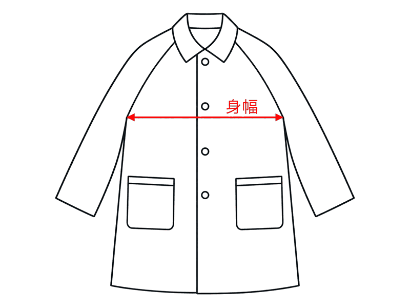 コート前面の計測箇所：身幅