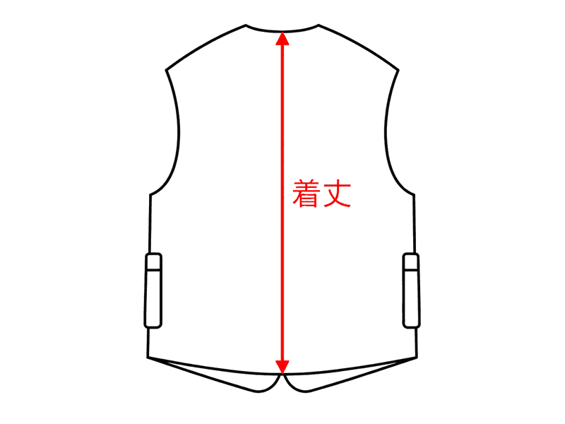 ベスト背面の計測箇所：着丈